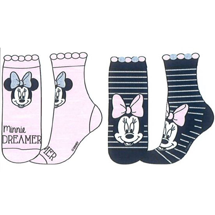 Picture of 10709- SOCKS DISNEY  MINNIE 1 PAIR PINK/NAVY WITH SILVER